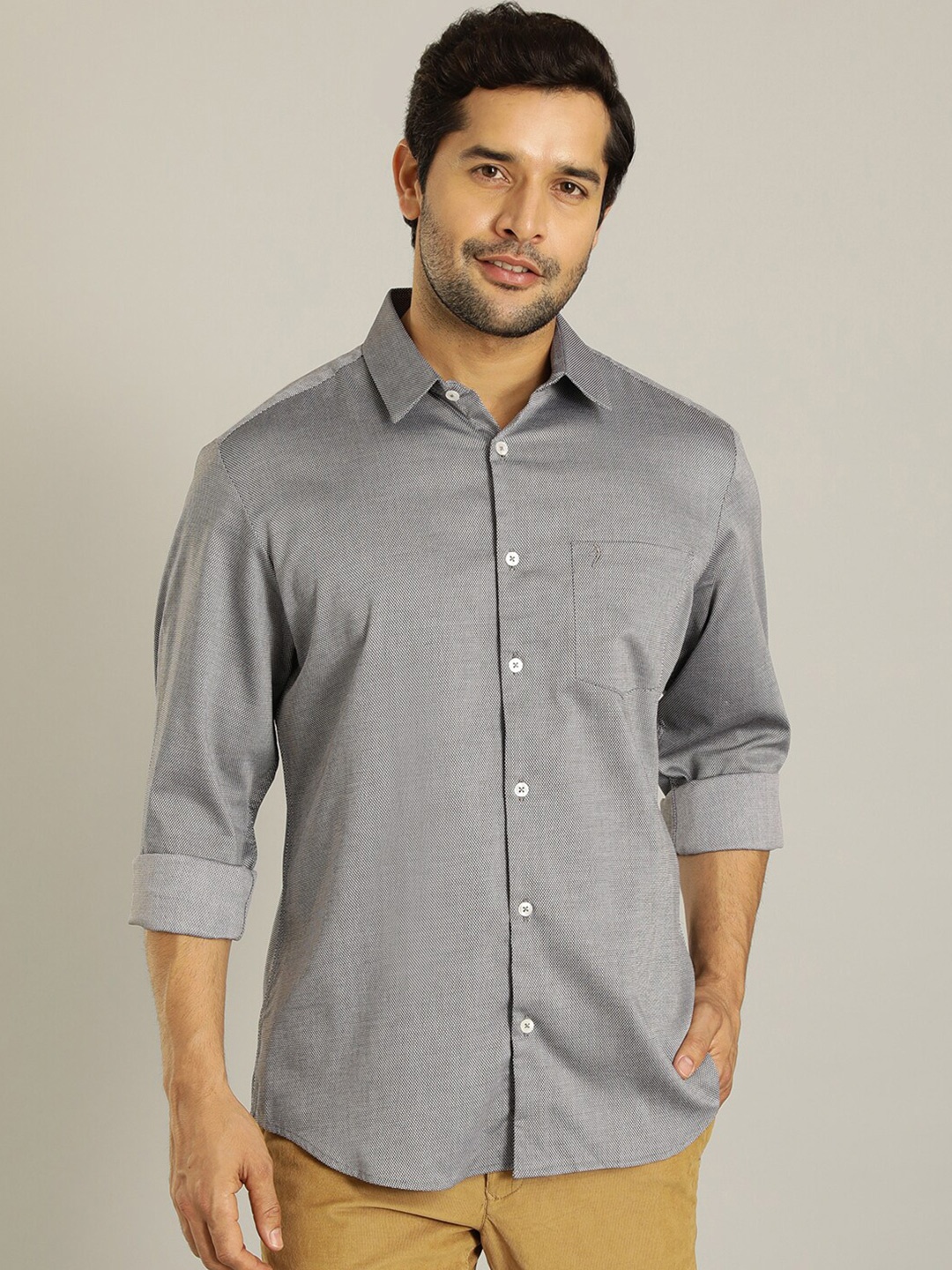 

Indian Terrain Spread Collar Long Sleeve Pocket Regular Fit Casual Shirt, Brown