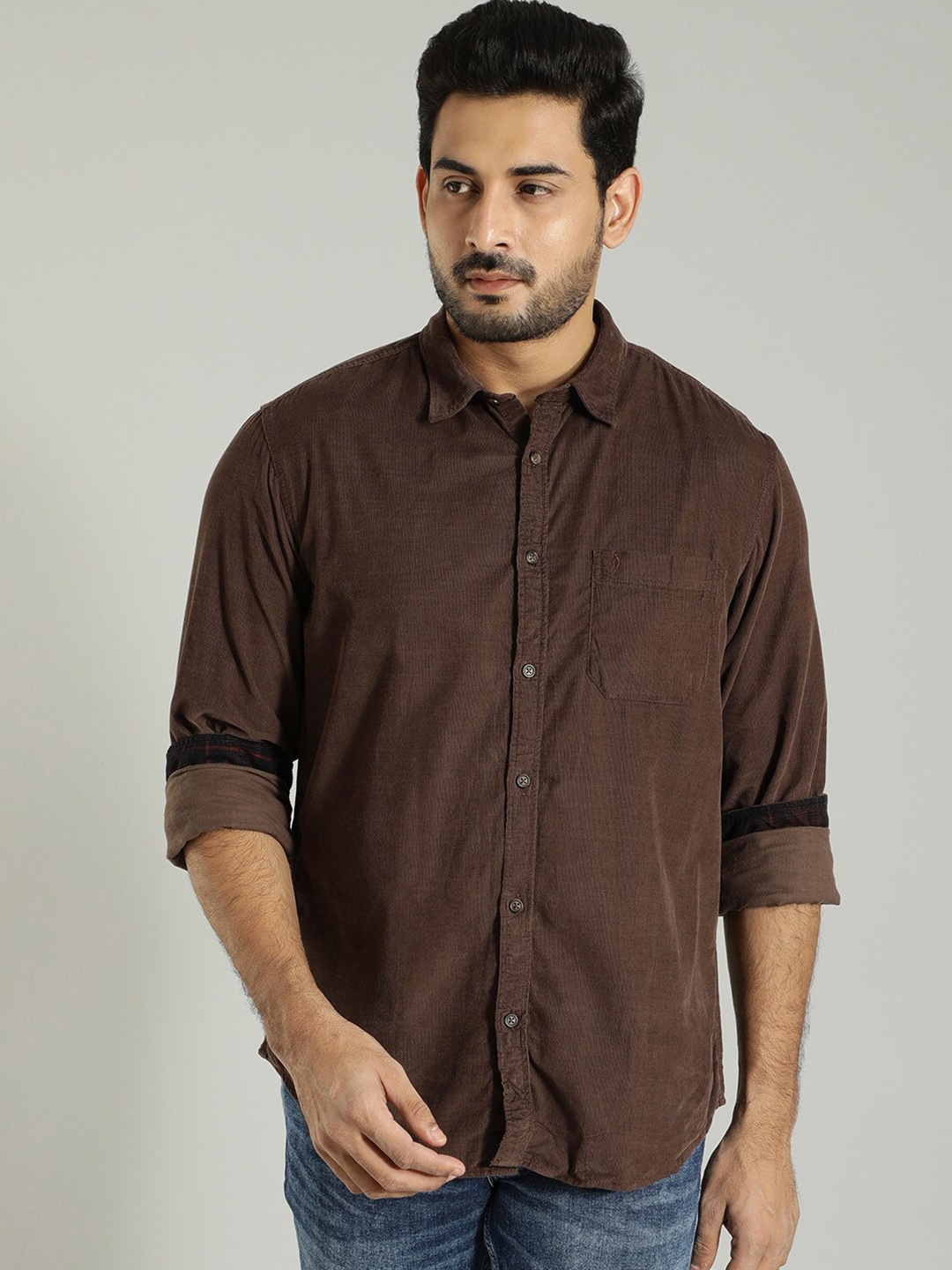 

Indian Terrain Spread Collar Casual Shirt, Brown