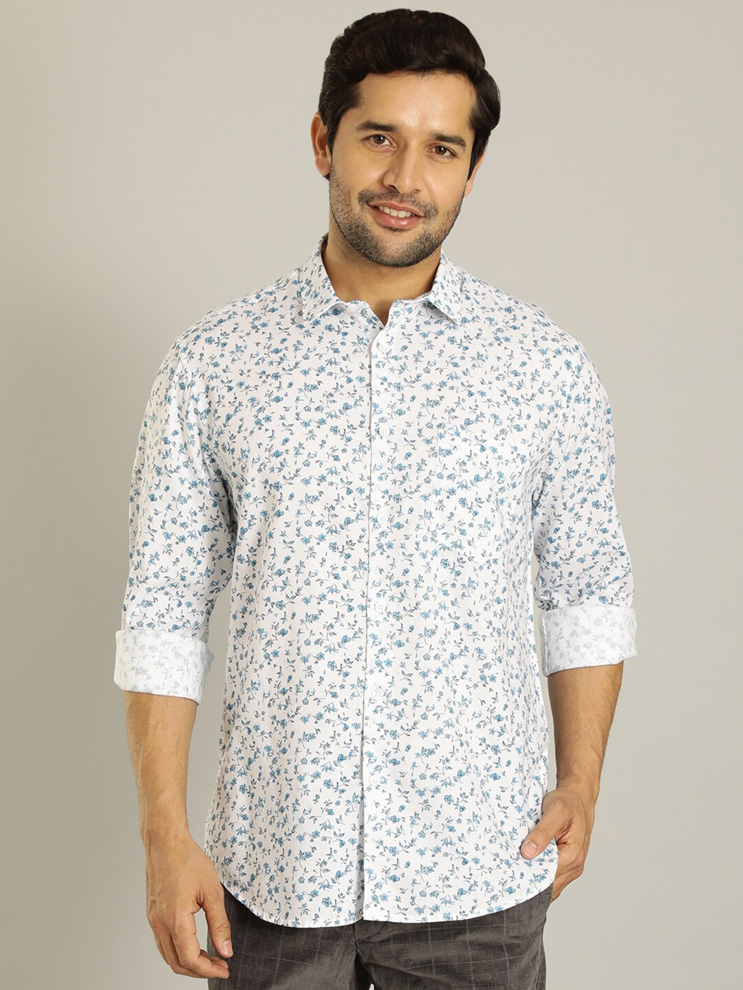 

Indian Terrain Floral Printed Casual Shirt, White