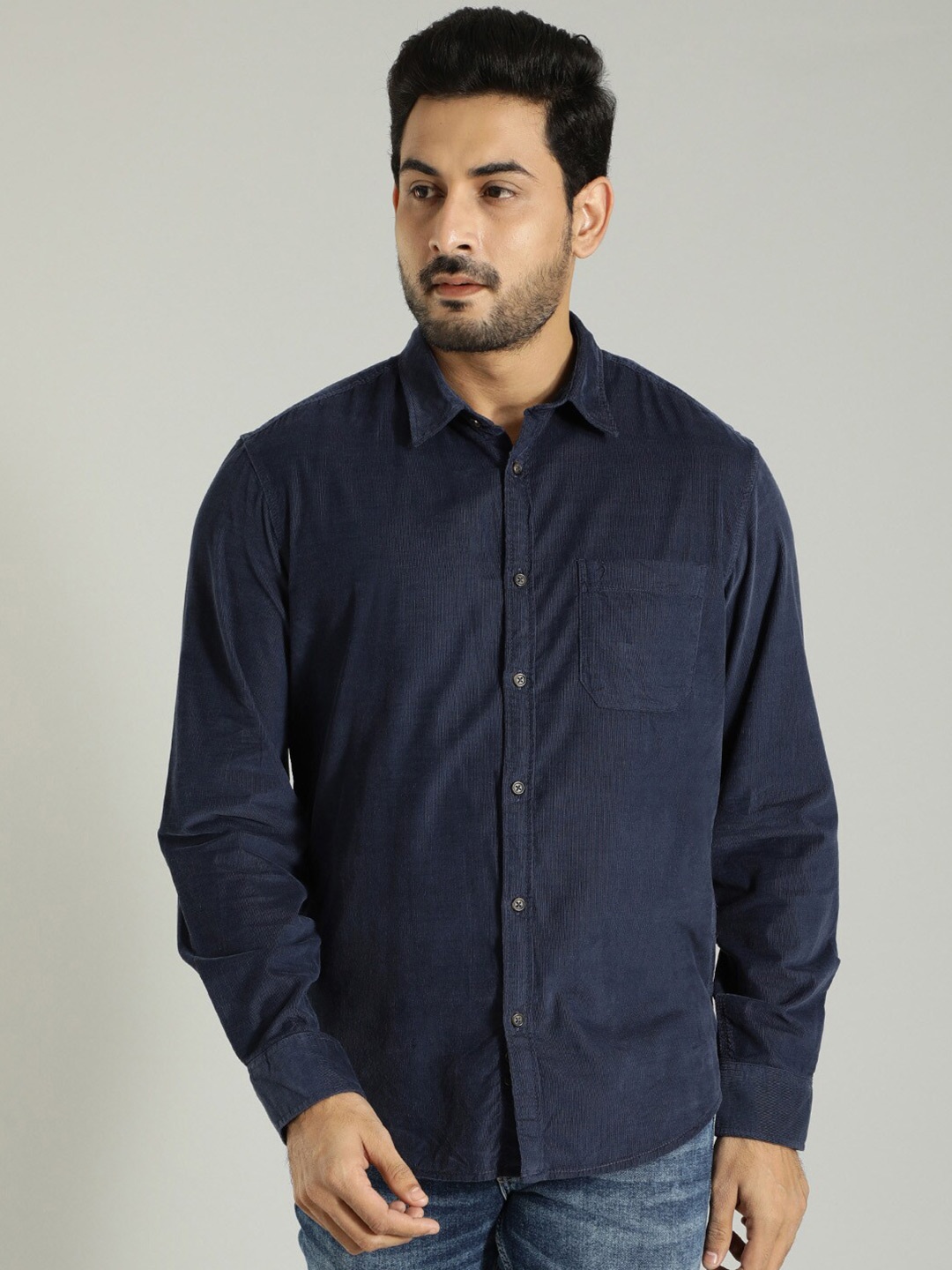 

Indian Terrain Spread Collar Casual Shirt, Navy blue