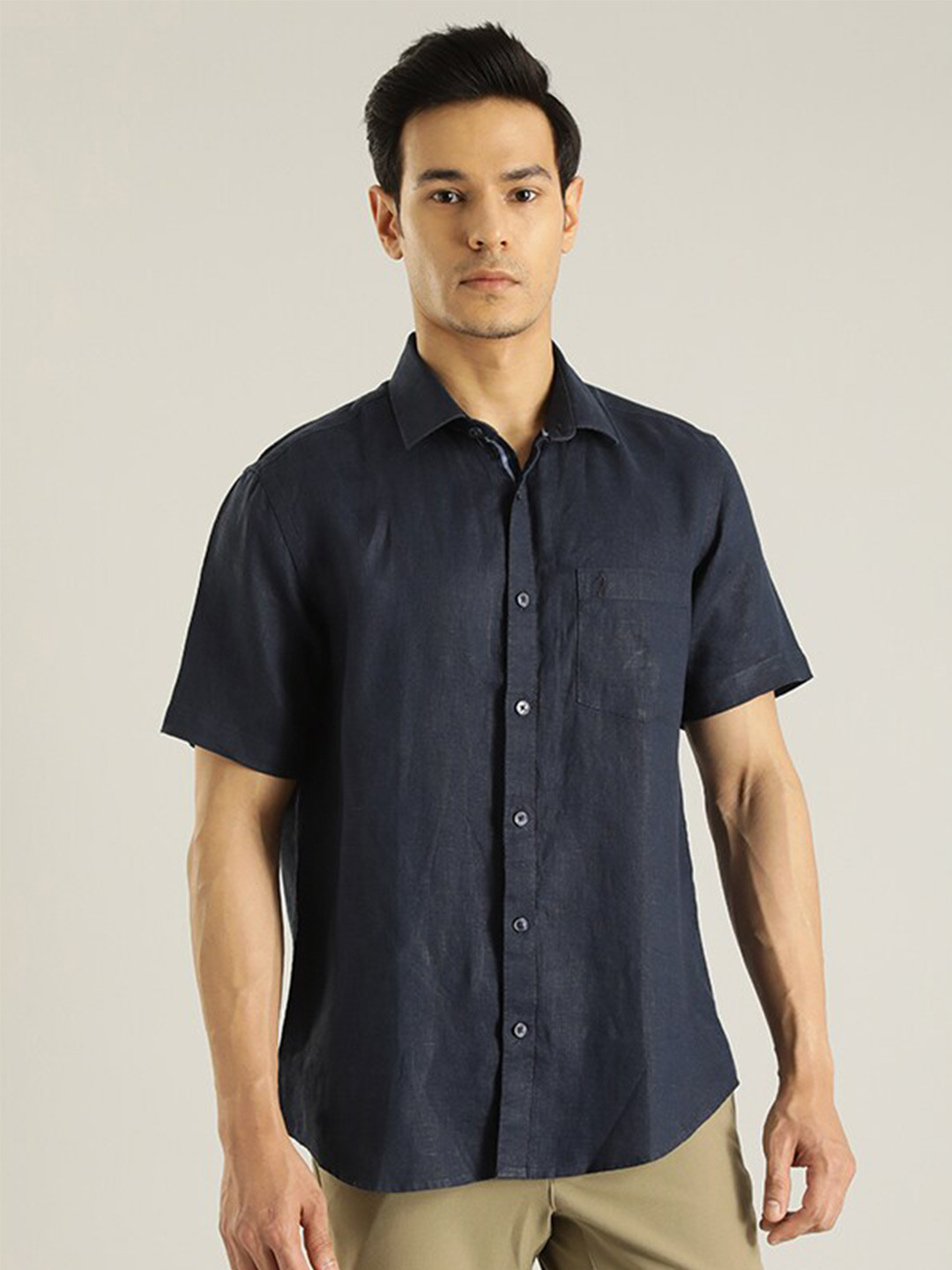 

Indian Terrain Classic Linen Casual Shirt, Navy blue
