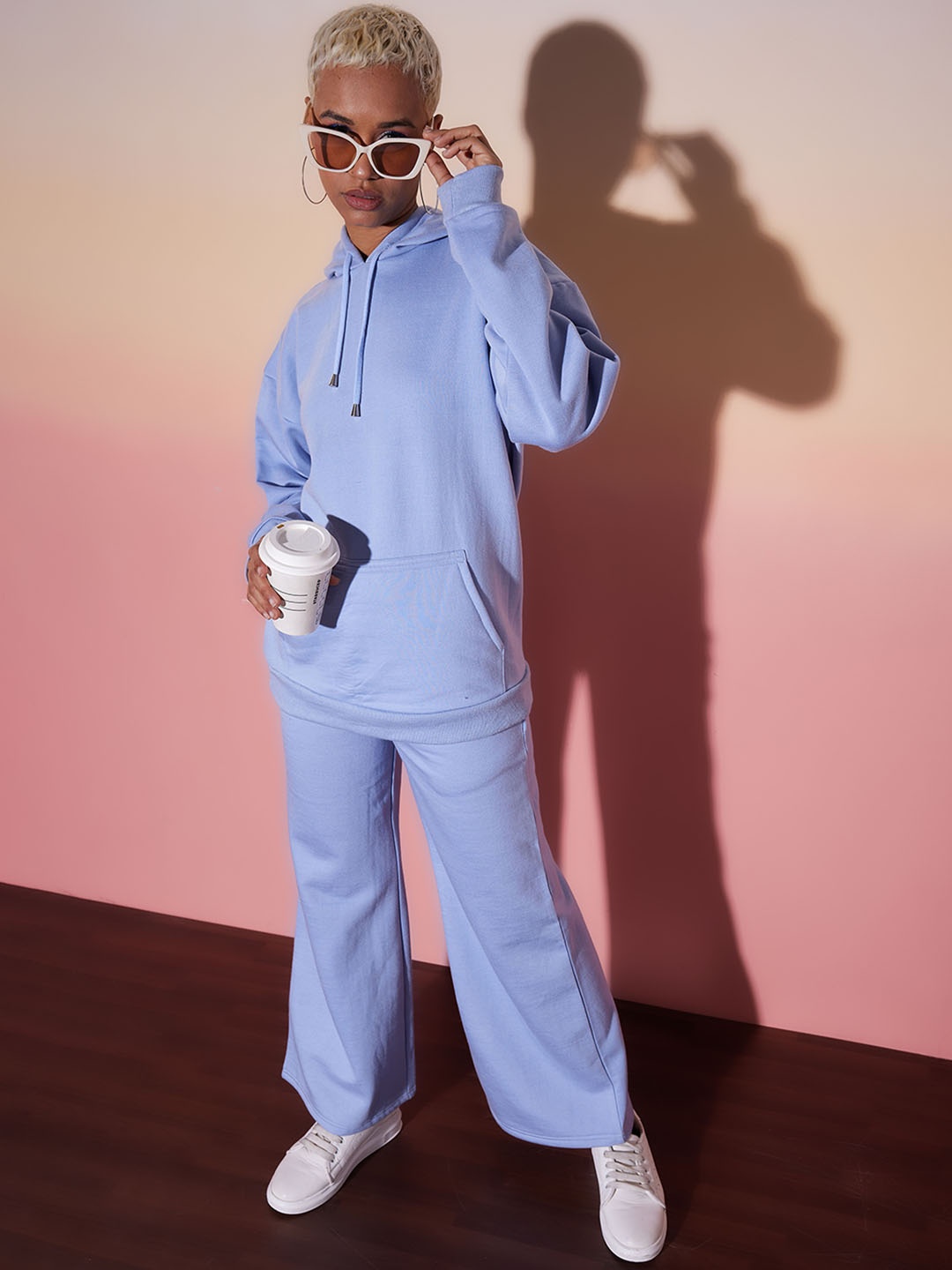 

SASSAFRAS alt-laze Hooded Long Sleeves Oversized Sweatshirt With Trousers, Blue