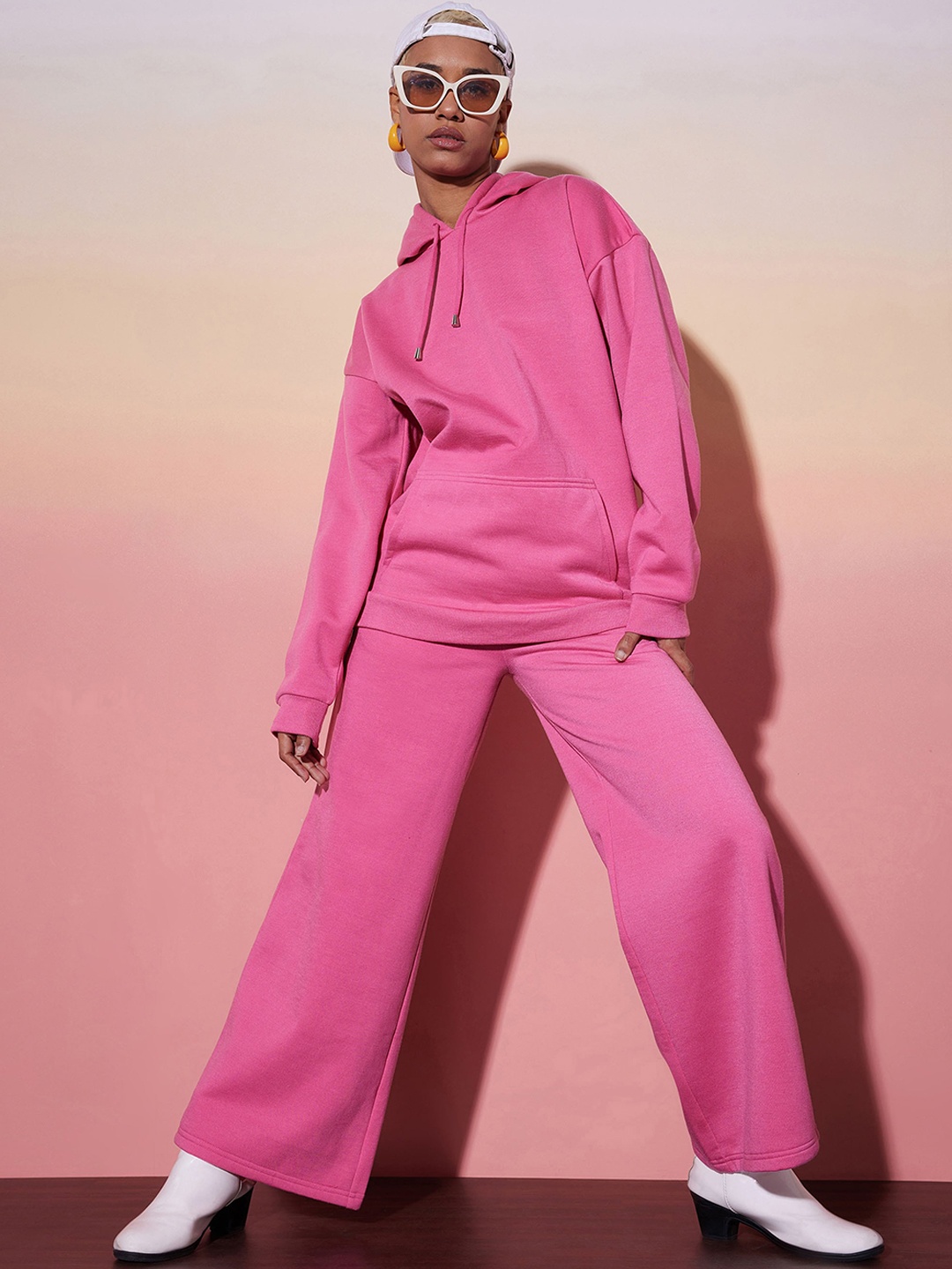 

SASSAFRAS alt-laze Hooded Long Sleeves Oversized Sweatshirt With Trousers, Pink