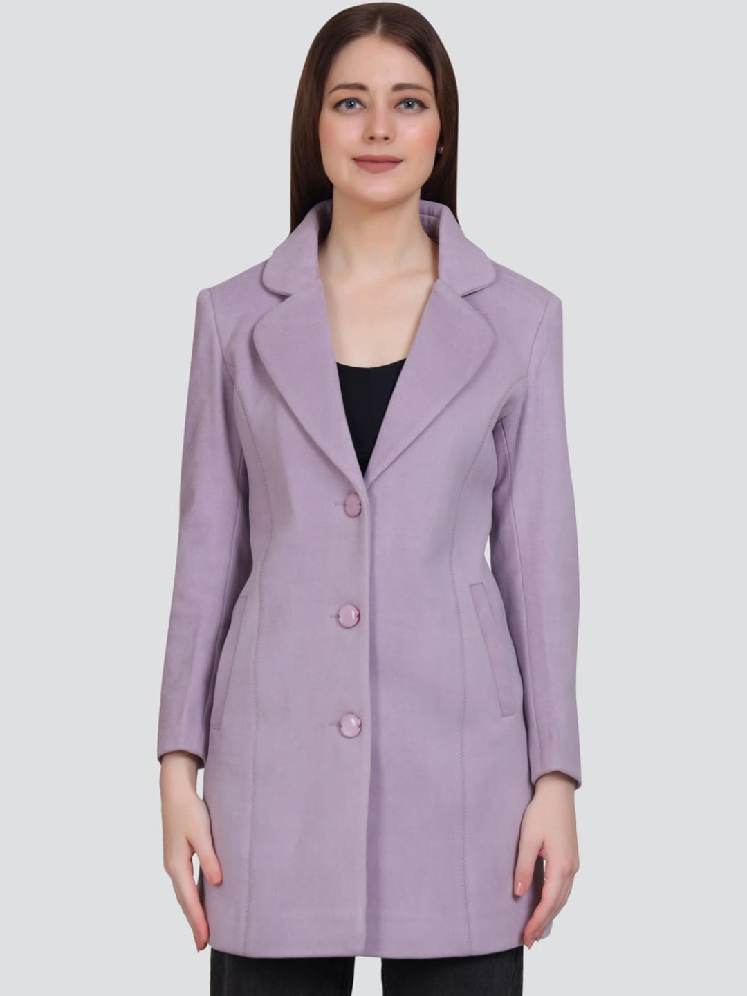 

YOUNG CLUB CLASSIC Longline Single Breasted Velvet Overcoat, Purple