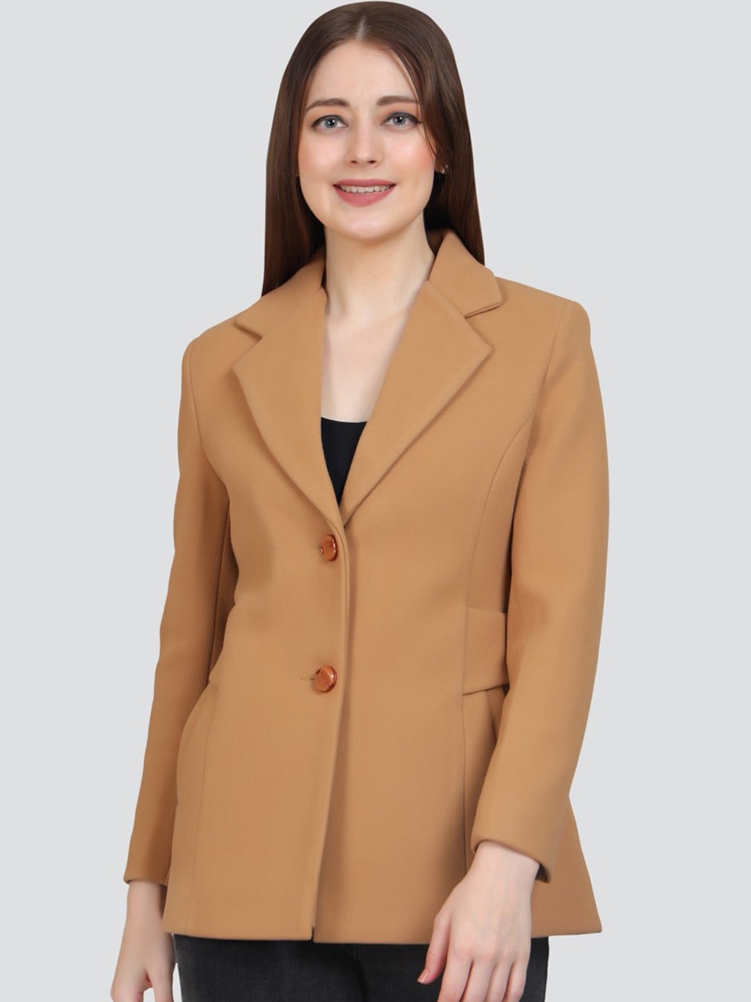

YOUNG CLUB CLASSIC Notched Lapel Collar Single Breasted Trench Coat, Brown