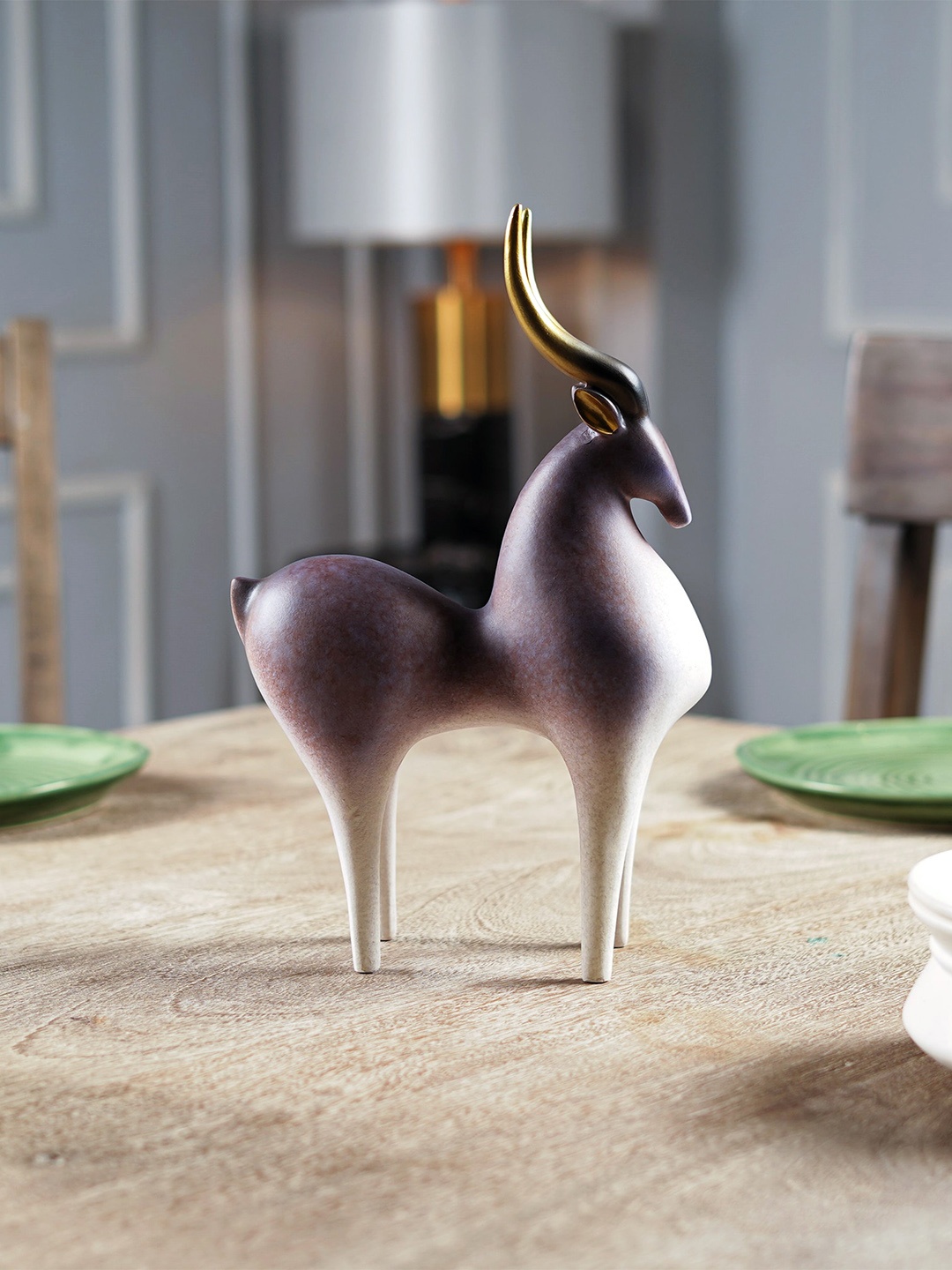 

THE ARTMENT Purple & White Textured Oryx Sculpture Figurine Medium Showpiece