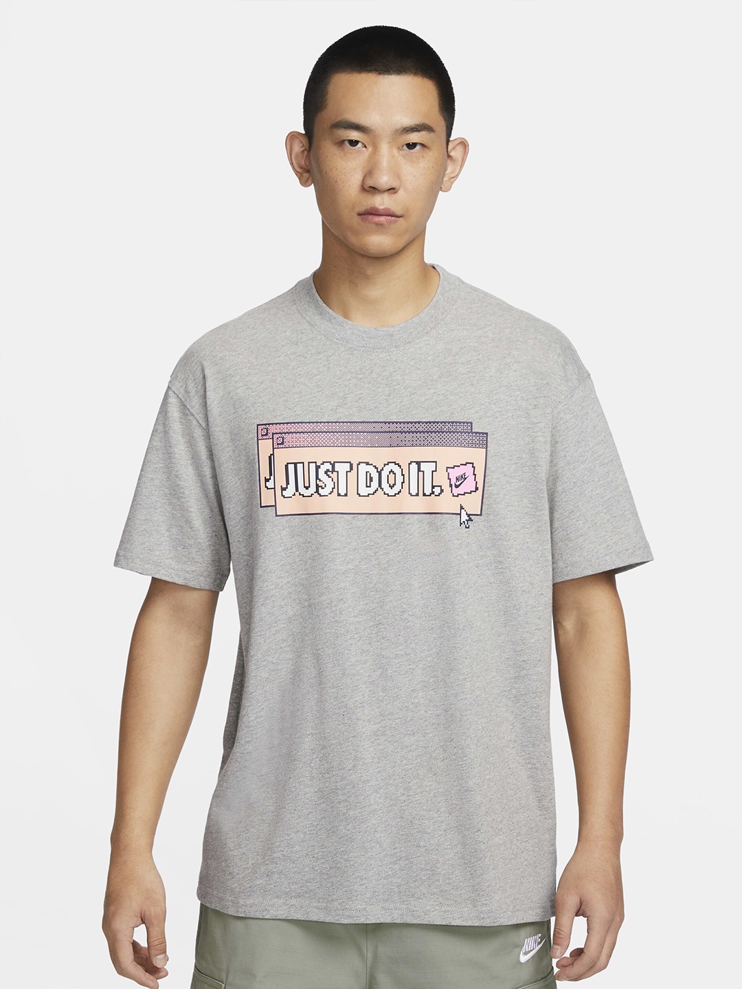 

Nike Sportswear M90 Typography Printed Round Neck T-shirt, Grey