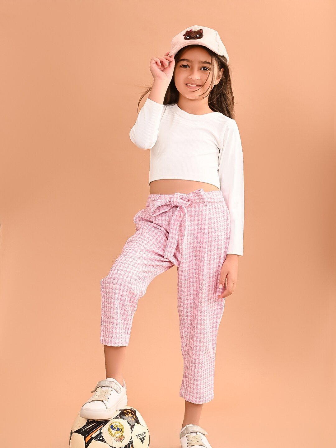 

LilPicks Girls Ribbed Top with Trouser, White