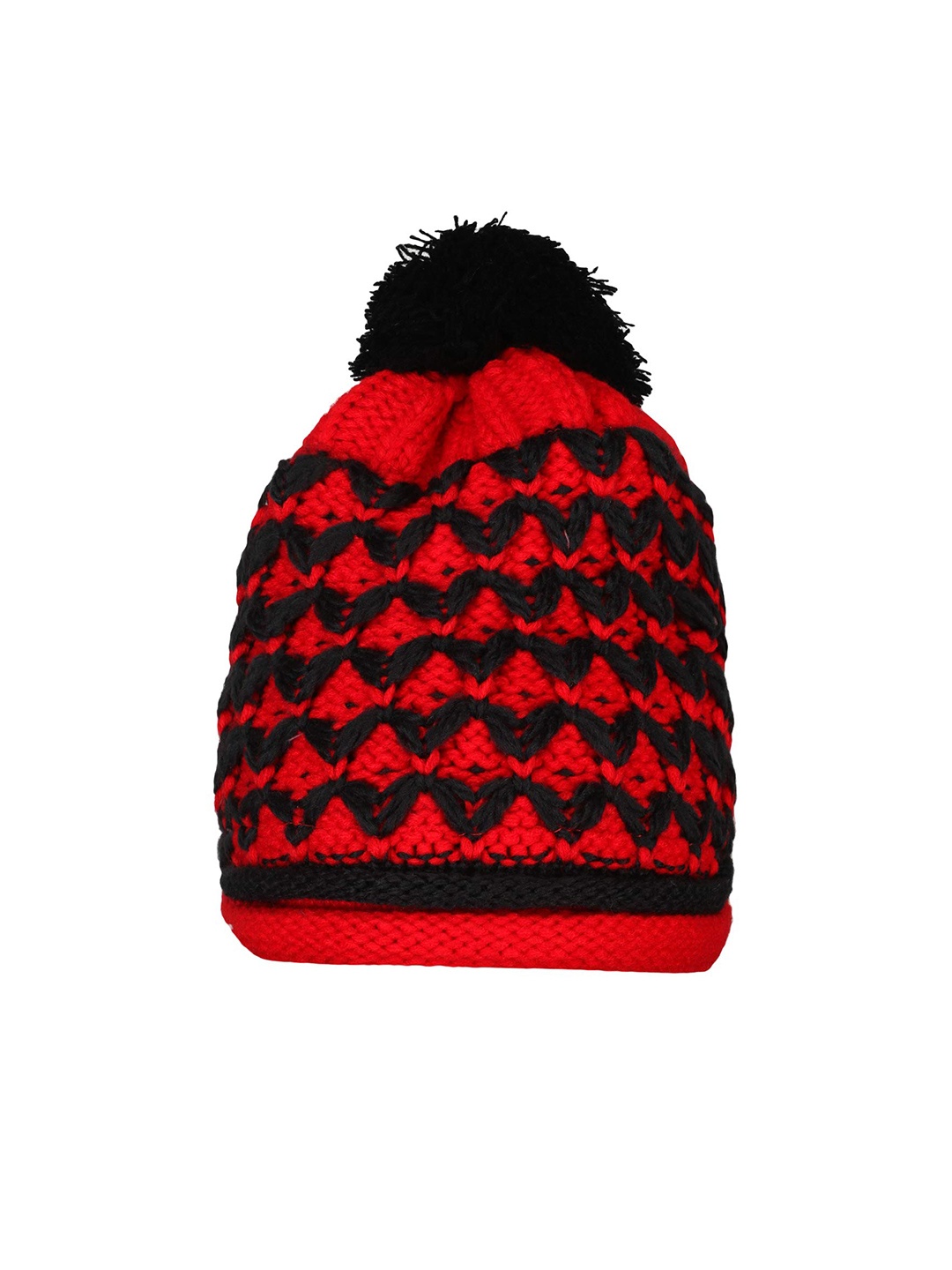 

Zacharias Self Design Woollen Beanie Cap, Red