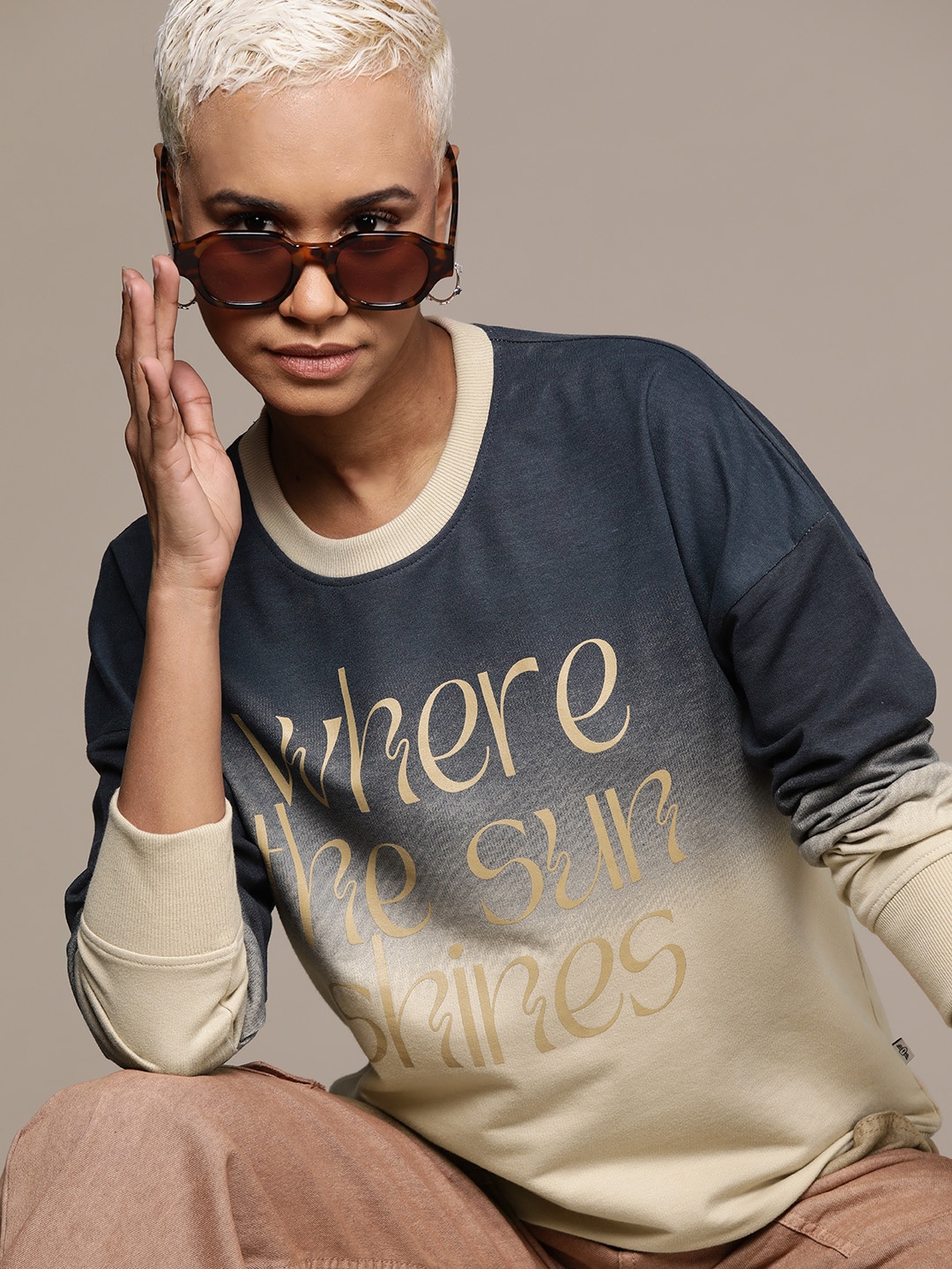 

Roadster Typography Printed Terry Longline Sweatshirt, Khaki