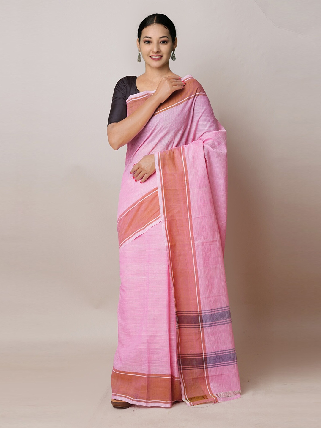 

Unnati Silks Pure Cotton Handloom Mangalagiri Saree, Pink
