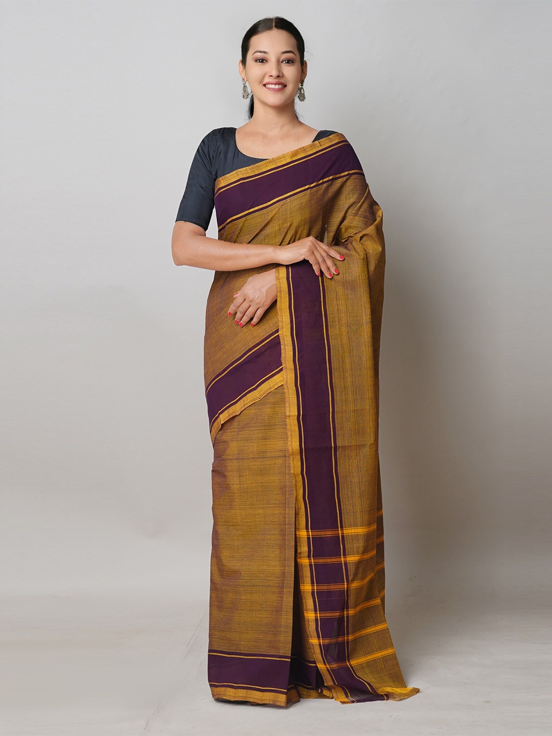 

Unnati Silks Handloom Pure Cotton Mangalagiri Saree, Yellow