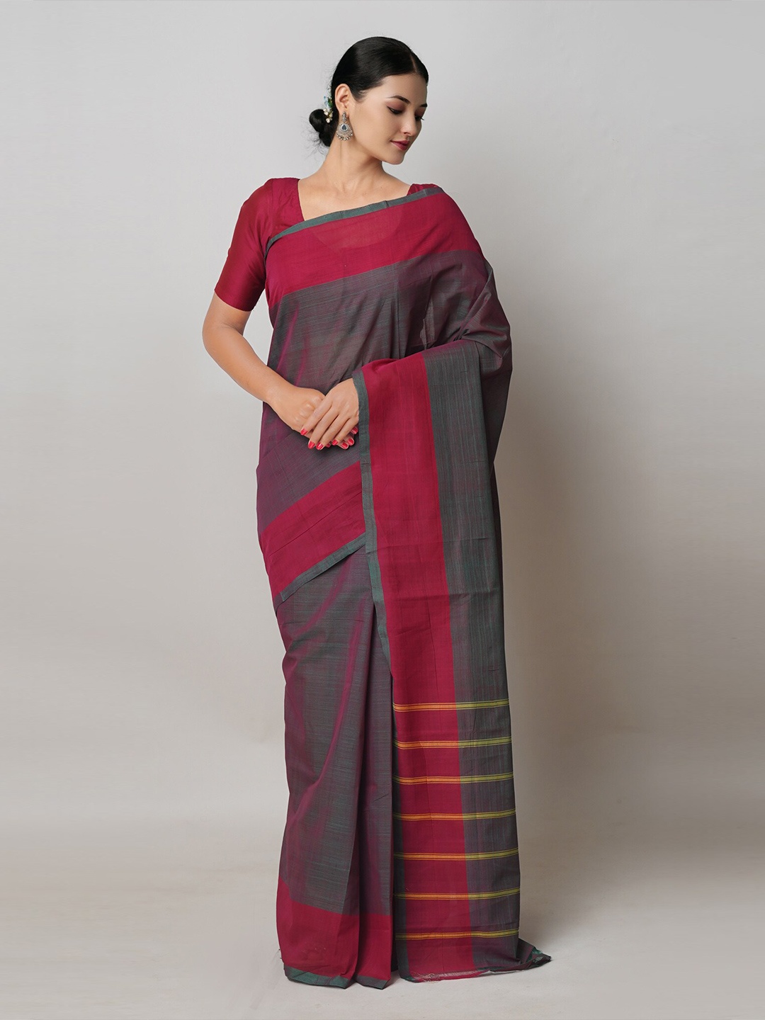 

Unnati Silks Pure Cotton Handloom Mangalagiri Saree, Green