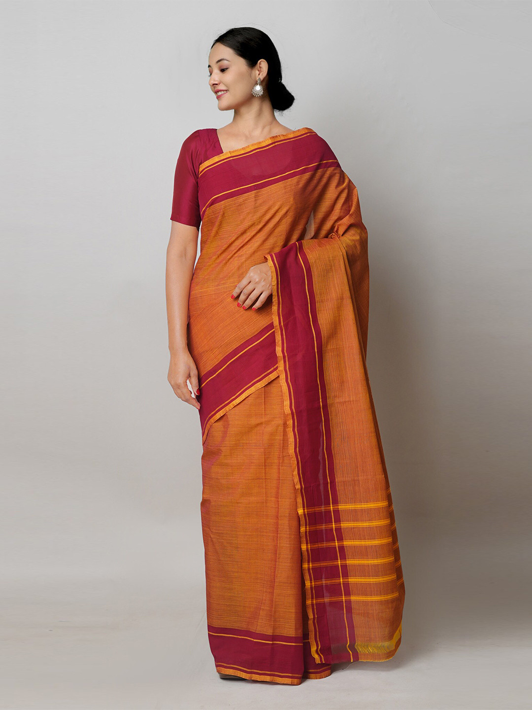 

Unnati Silks Woven Design Pure Cotton Handloom Mangalagiri Saree, Yellow