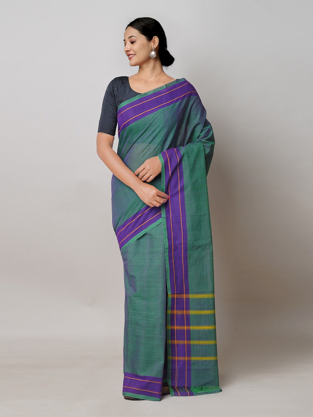 

Unnati Silks Pure Cotton Handloom Mangalagiri Saree, Green