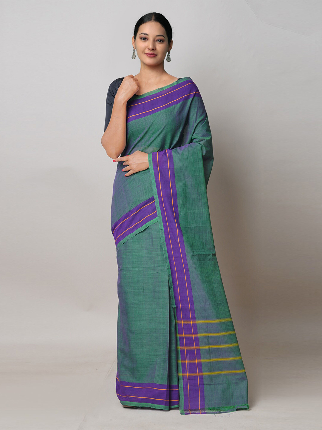 

Unnati Silks Pure Cotton Handloom Mangalagiri Saree, Green