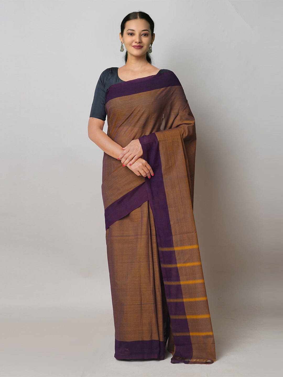 

Unnati Silks Handloom Pure Cotton Mangalagiri Saree, Brown