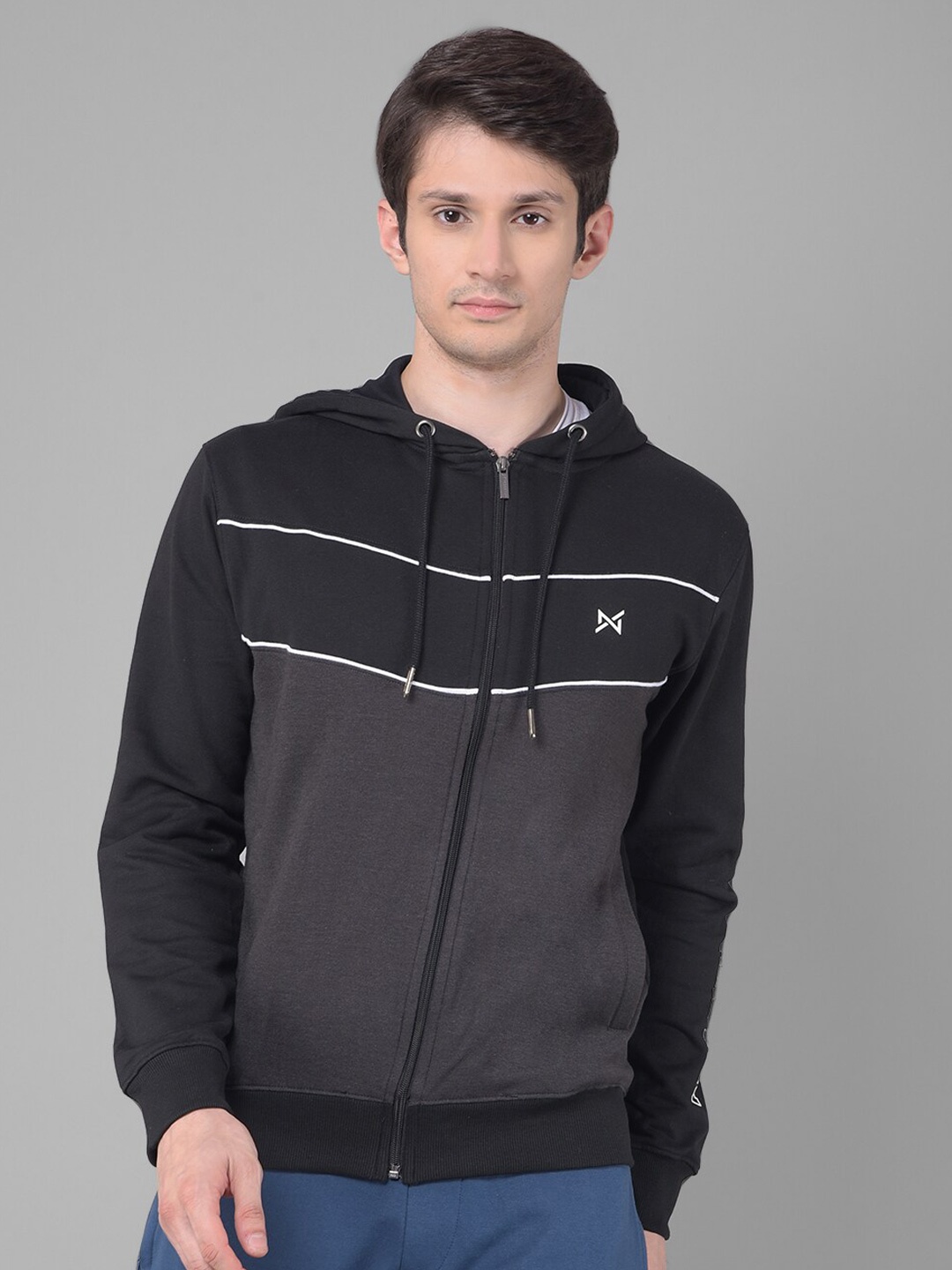 

Force NXT Hooded Cotton Front-Open Sweatshirt, Black
