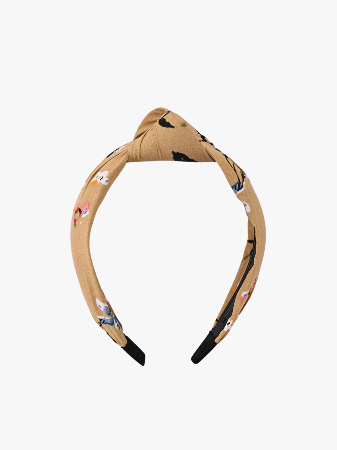 

BuckleUp Women Floral Printed Knot Detail Hairband, Beige