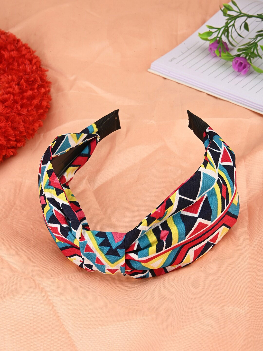 

BuckleUp Printed Fabric Knot Detail Hairband, Black