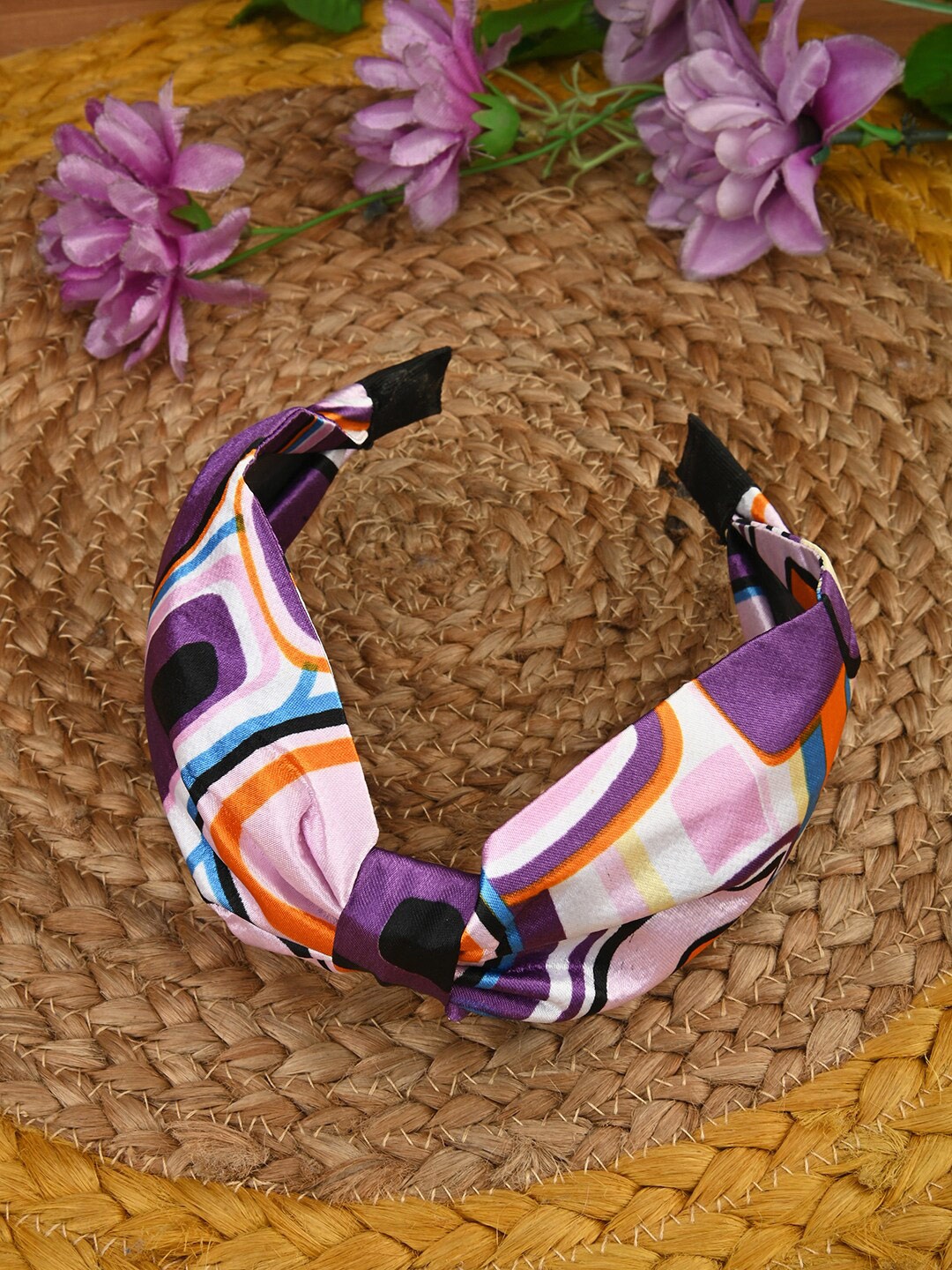 

BuckleUp Women Abstract Printed Knot Detail Hairband, Pink