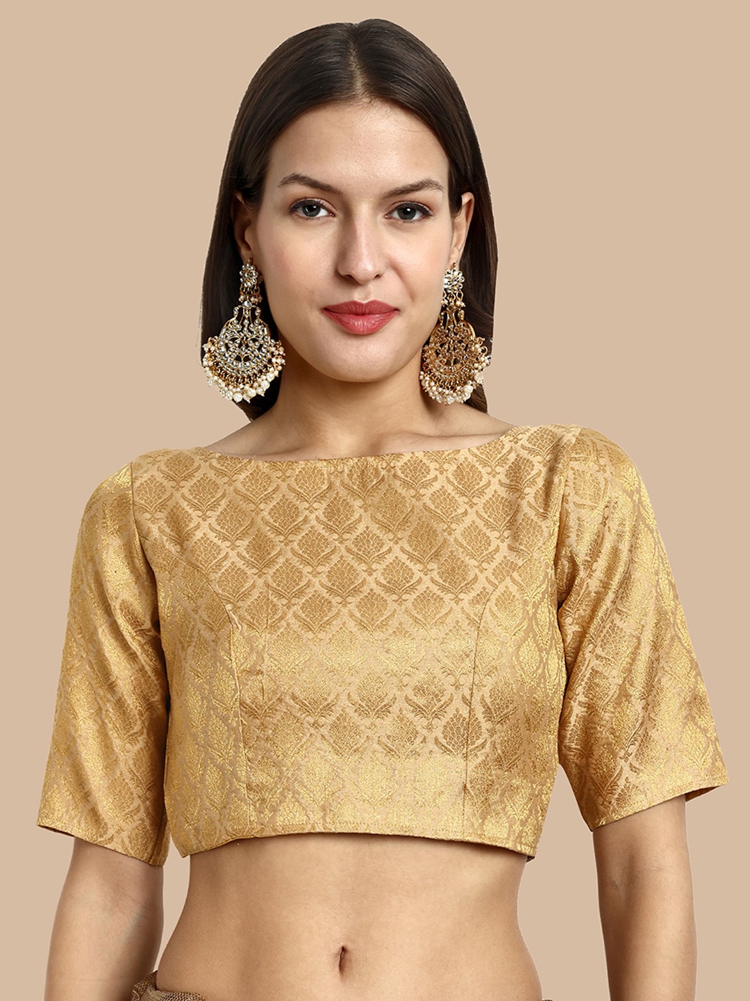 

Vardha Woven Design Brocade Saree Blouse, Beige