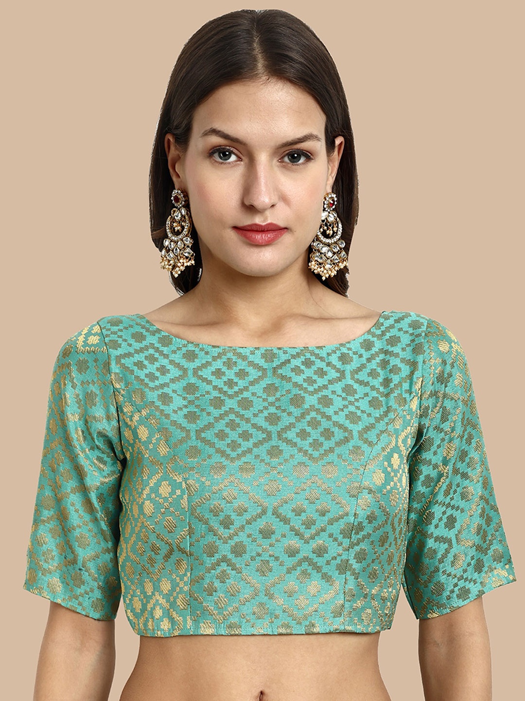 

Vardha Woven Design Brocade Saree Blouse, Green