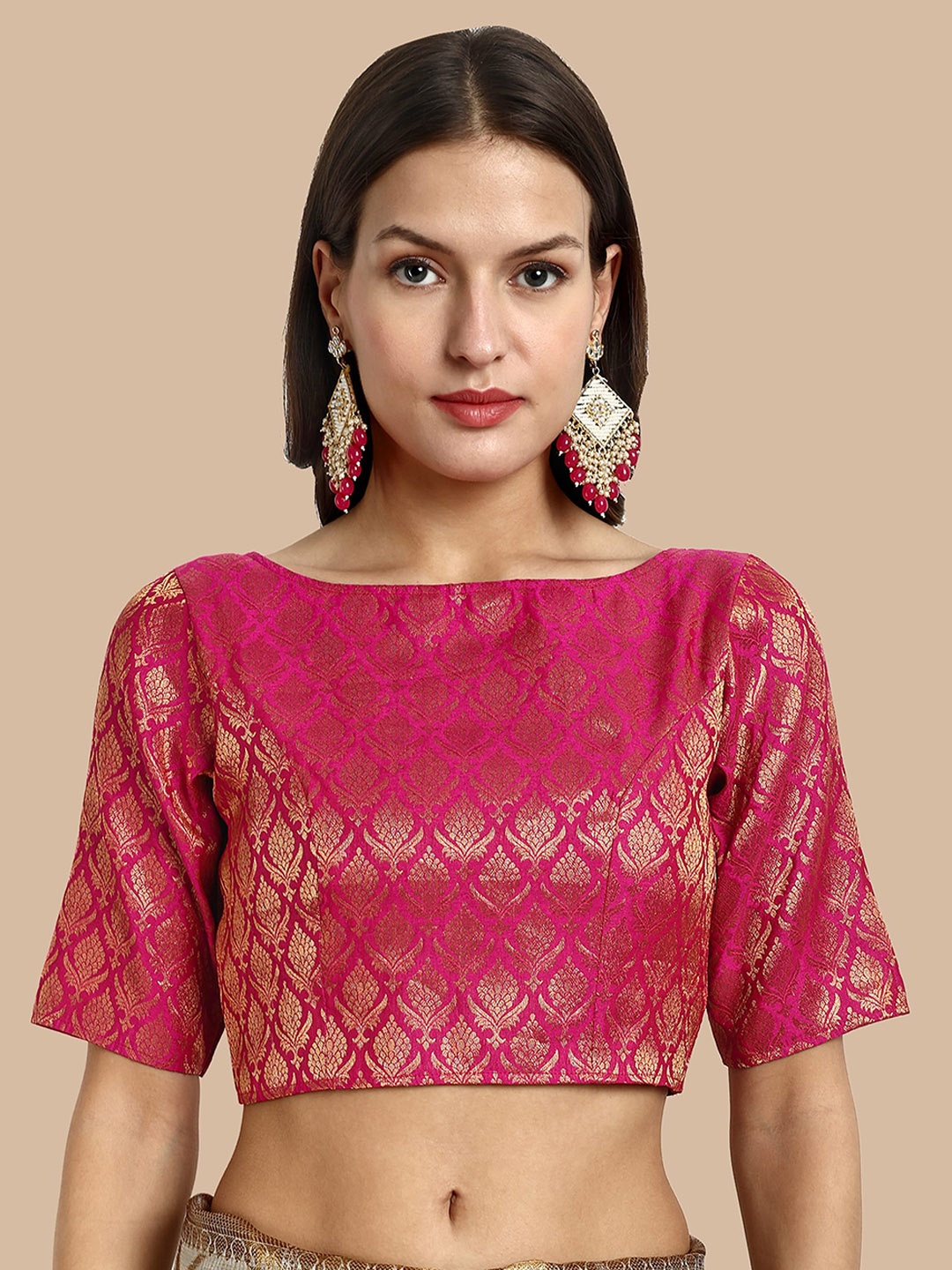 

Vardha Woven Design Brocade Saree Blouse, Pink