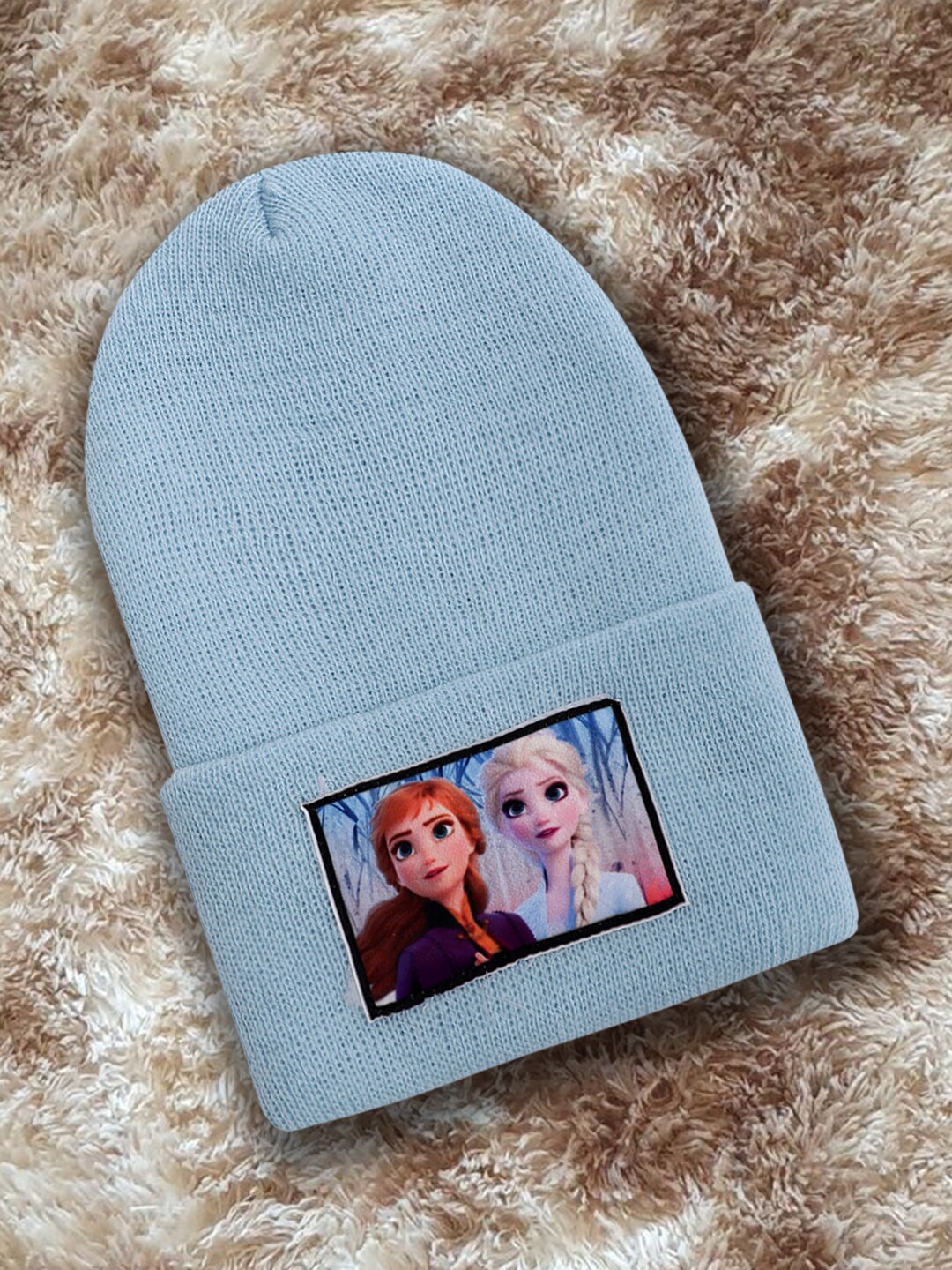 

Kids Ville Girls Frozen Printed Knitted Acrylic Beanie Cap, Blue