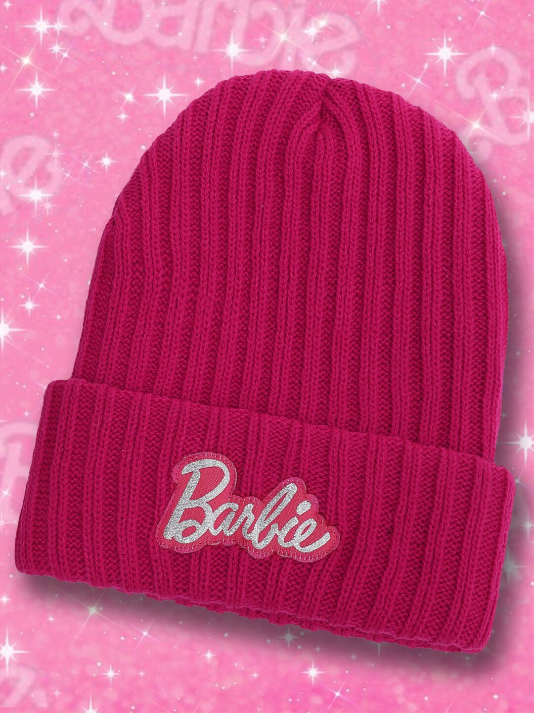 

Kids Ville Girls Barbie Printed Beanie Cap, Pink