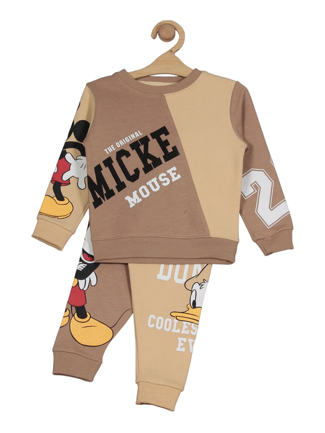 

Lil Lollipop Infants Mickey Mouse Printed Fleece Tracksuits, Brown