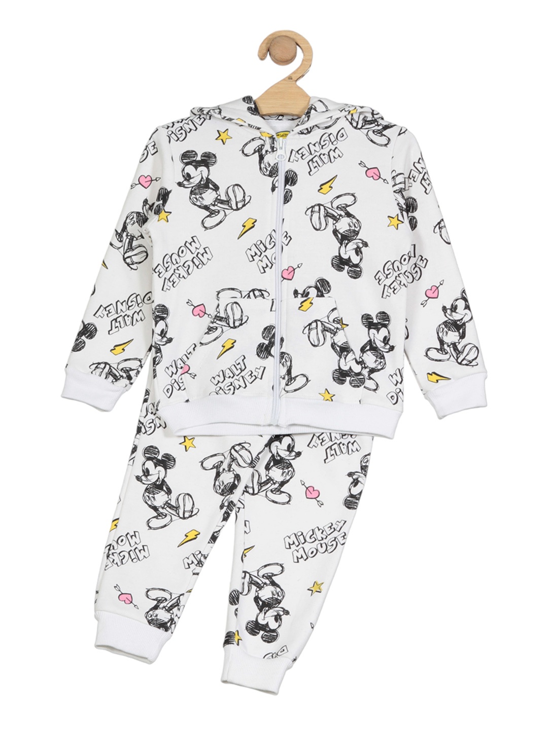 

Lil Lollipop Kids Graphic Printed Fleece Hooded Tracksuit, White