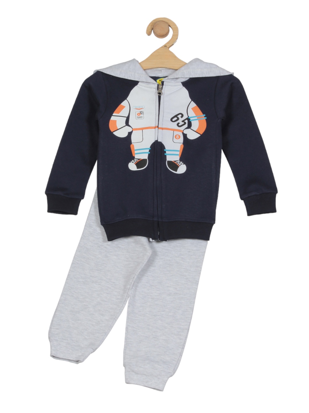 

Lil Lollipop Kids Graphic Printed Hooded Fleece Tracksuit, Navy blue