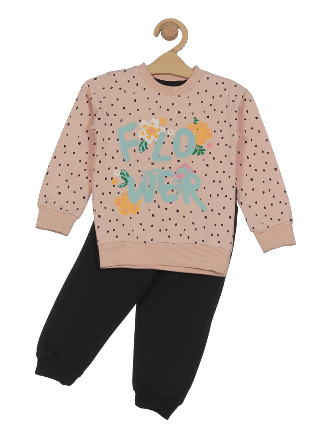 

Lil Lollipop Kids Printed Round Neck Tracksuits, Pink