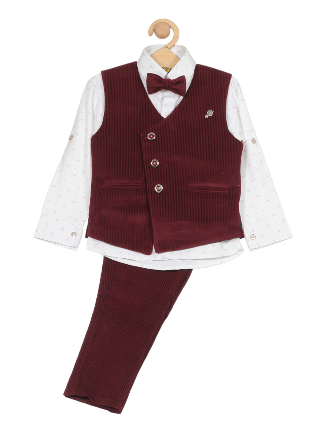 

Lil Lollipop Boys V Neck Three-Piece Suit, Maroon