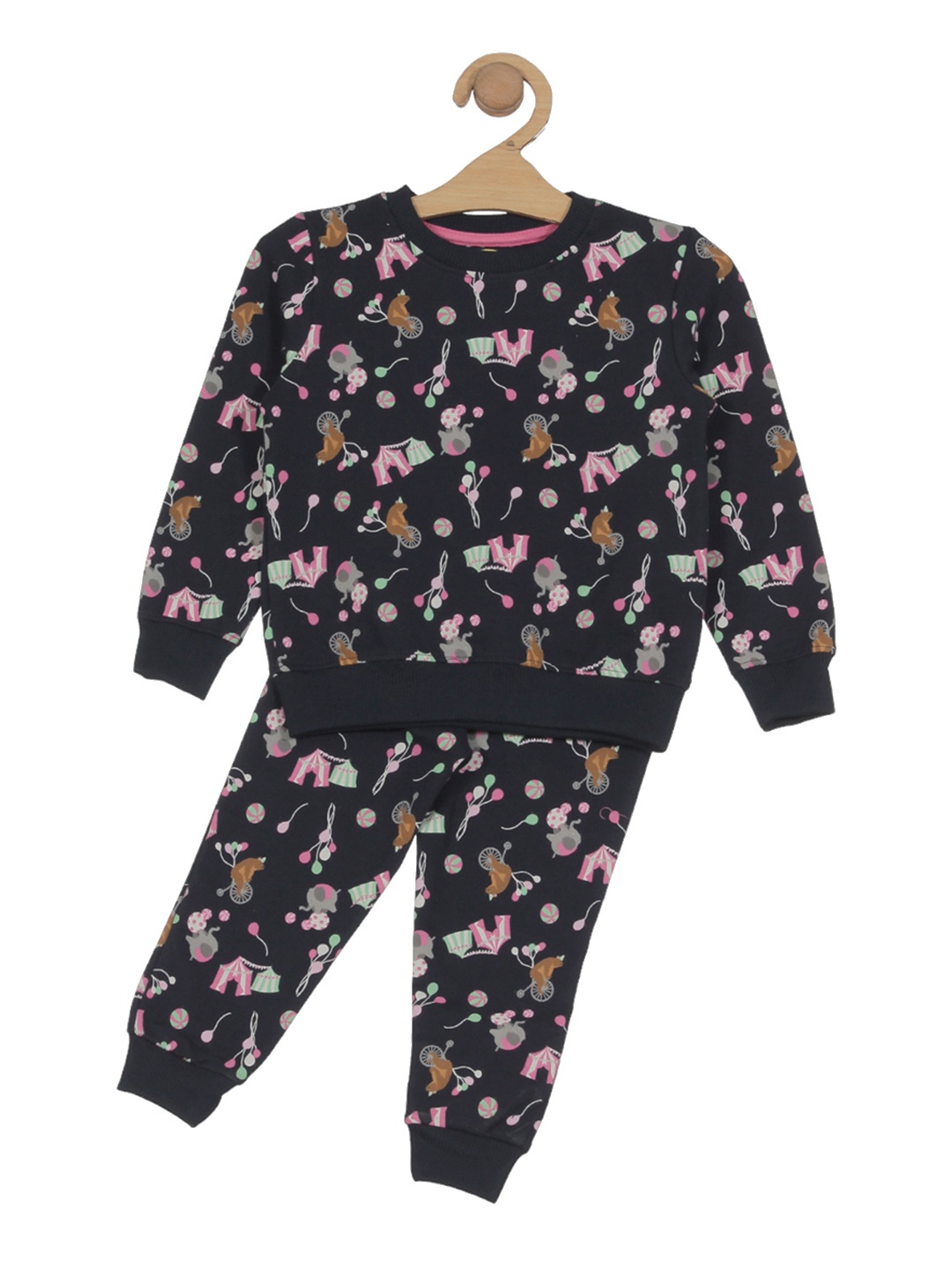 

Lil Lollipop Infants Printed Round Neck Tracksuits, Navy blue