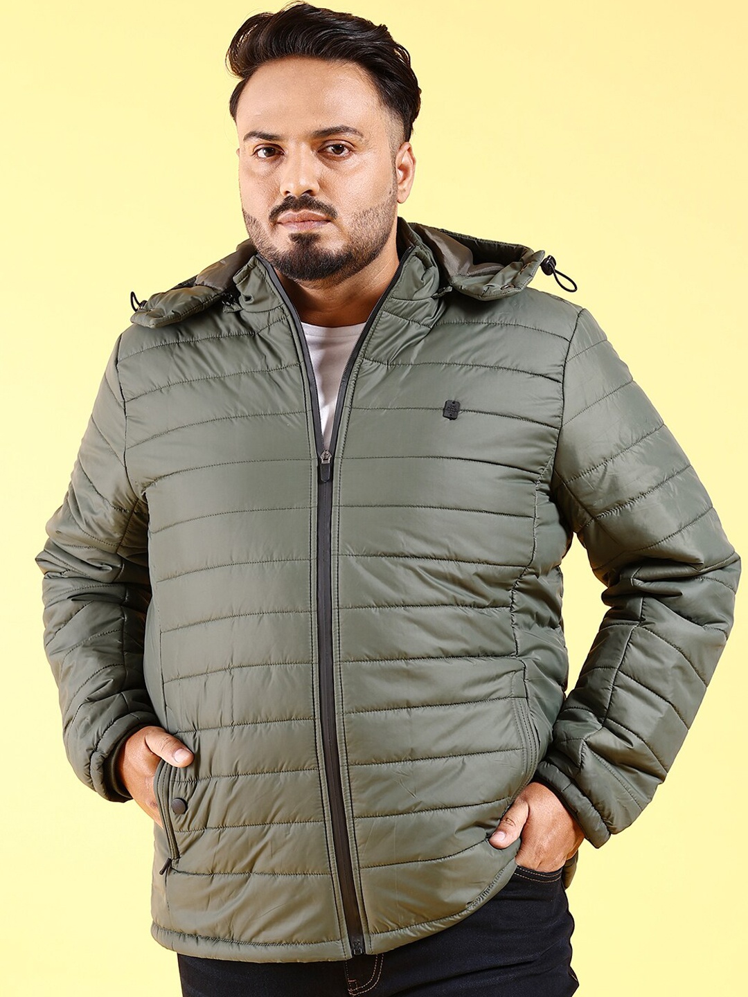 

HARDSODA Plus Size Hooded Lightweight Quilted Jacket, Olive