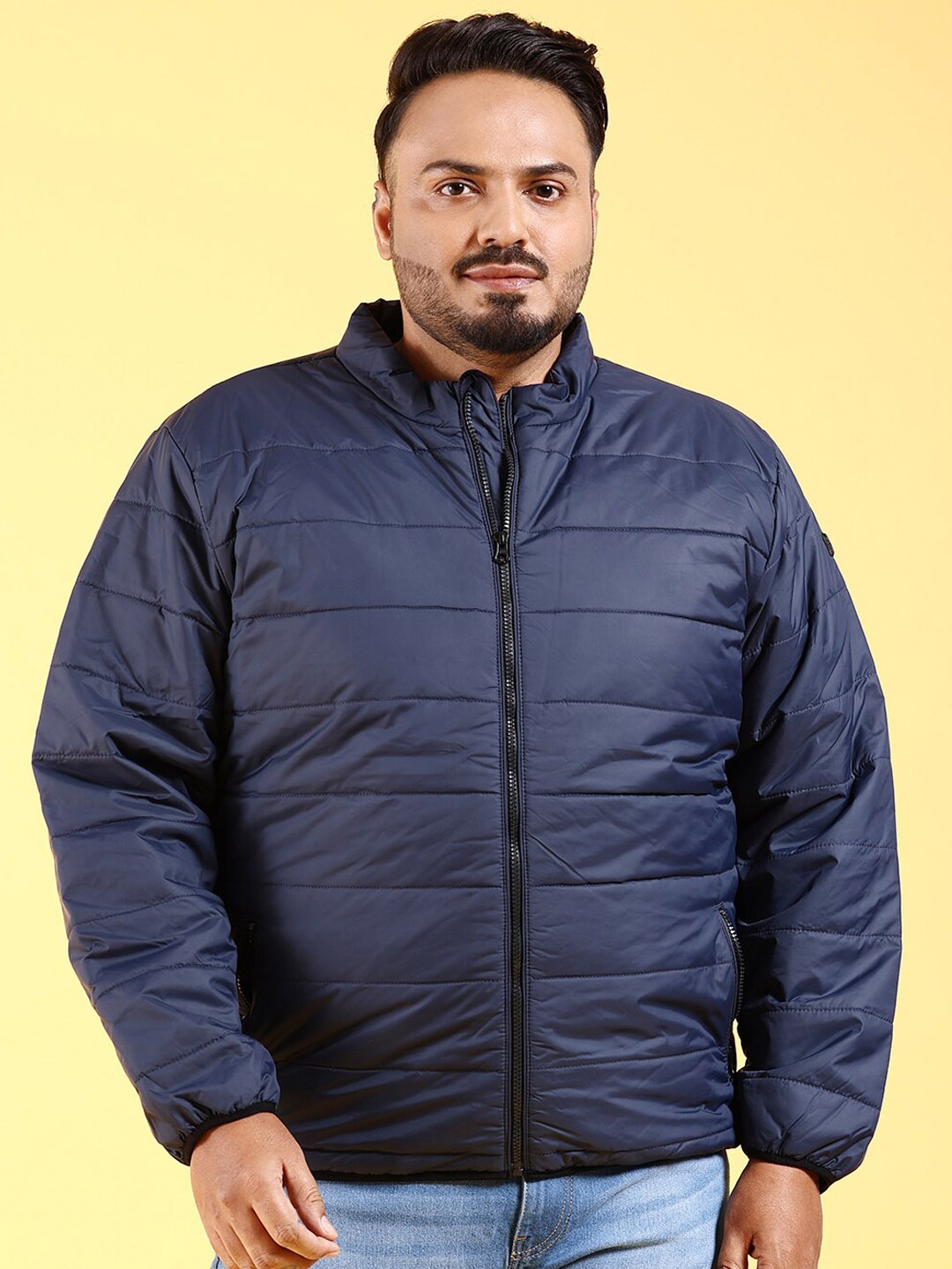

HARDSODA Plus Size Mock COllar Lightweight Padded Jacket, Navy blue