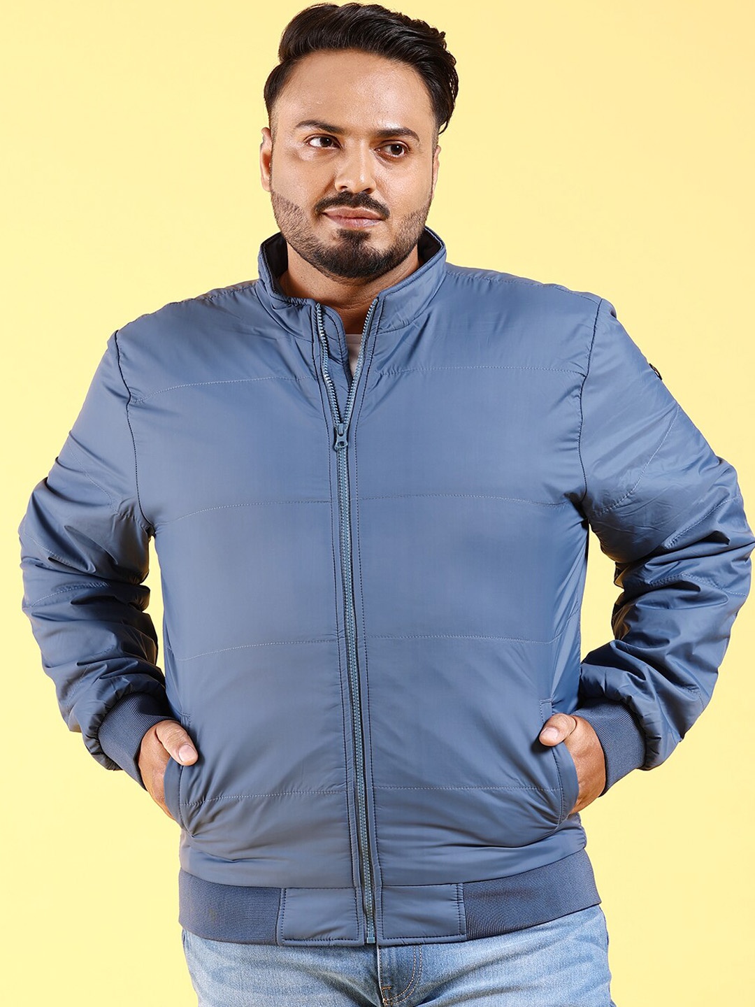 

HARDSODA Plus Size Mock Collar Lightweight Padded Jacket, Blue