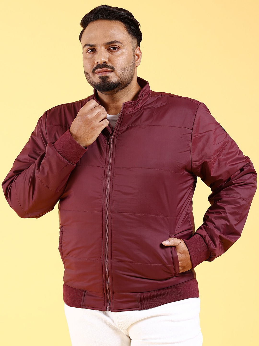 

HARDSODA Plus Size Mock Collar Lightweight Padded Jacket, Red