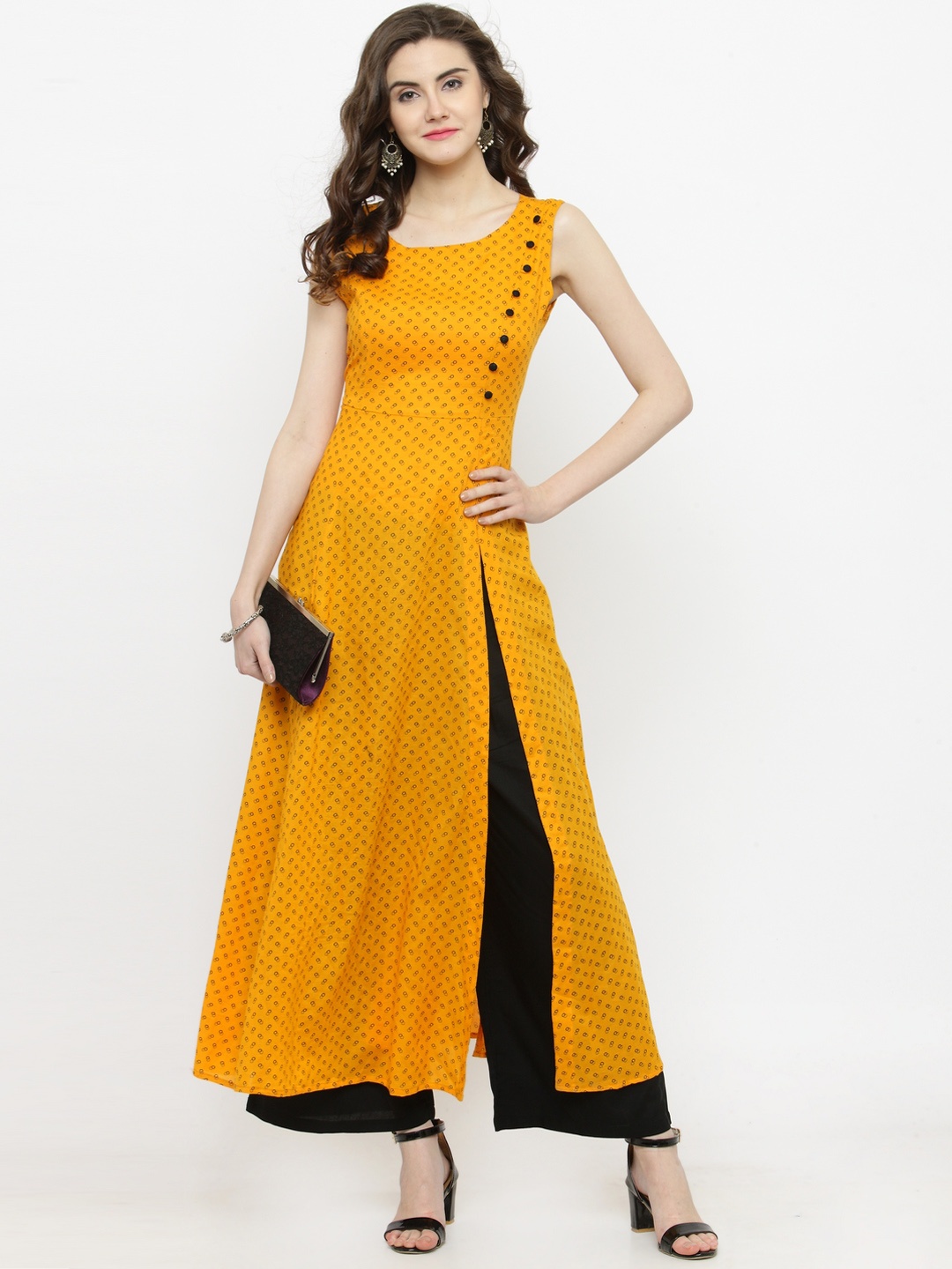

Sera Women Yellow Printed Anarkali Kurta