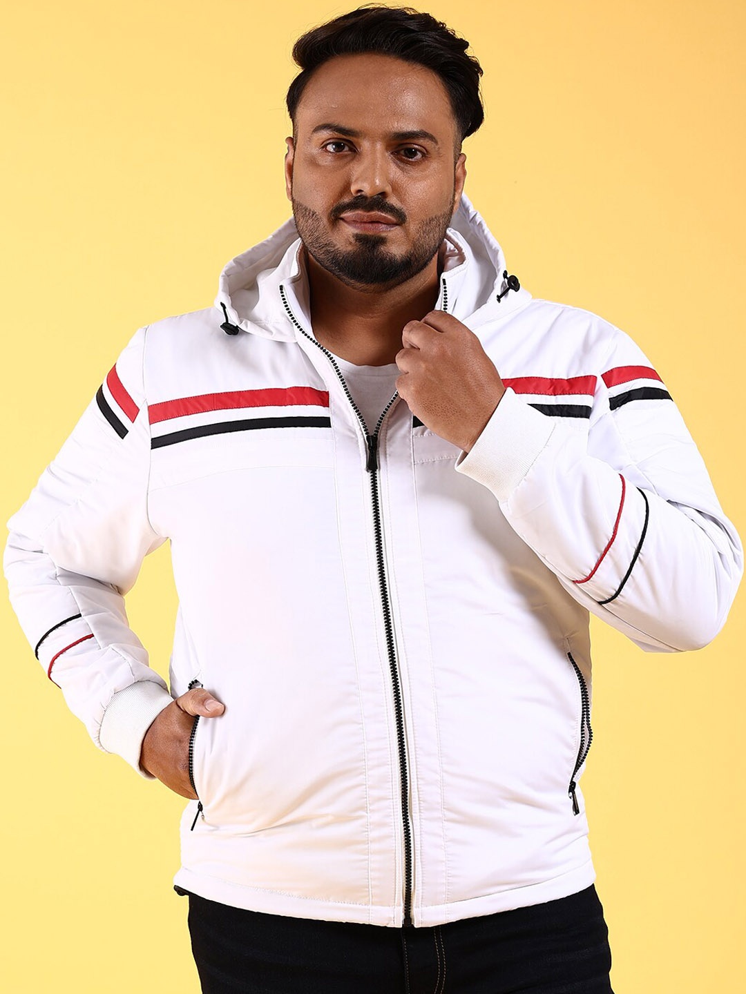 

HARDSODA Hooded Lightweight Open Front Jacket, White