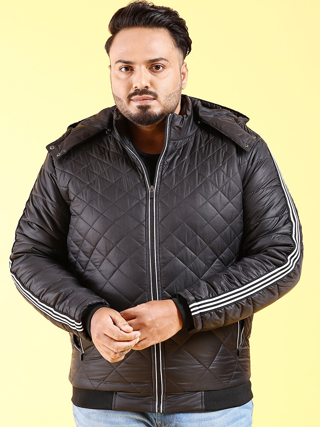 

HARDSODA Plus Size Mock Collar Lightweight Bomber Jacket, Black
