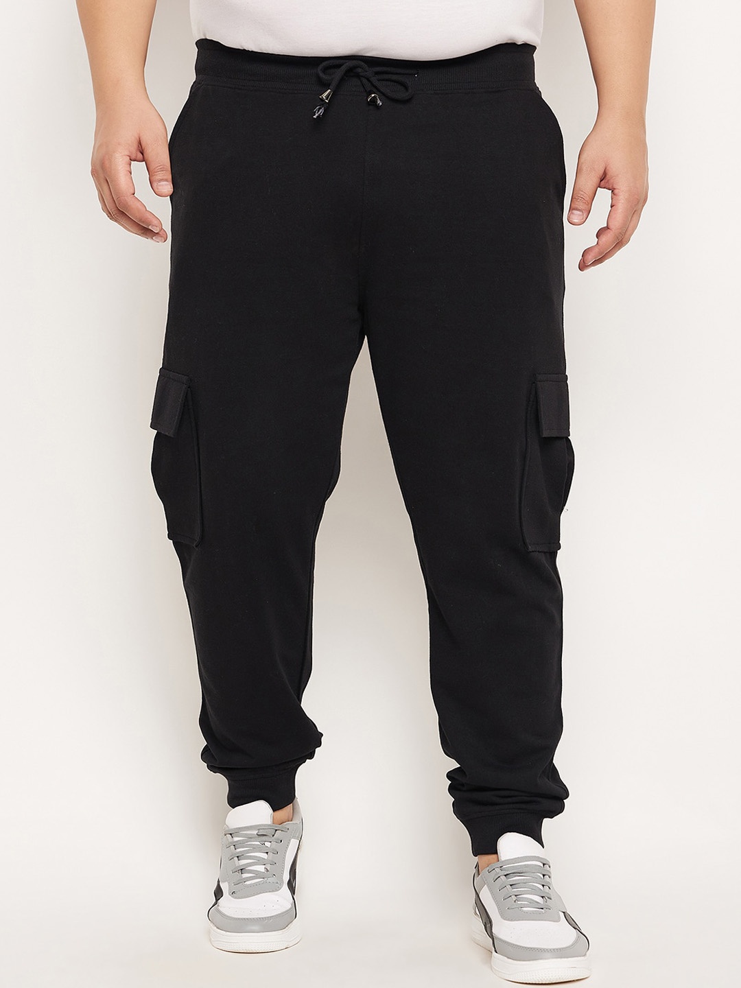 

Club York Men Plus Size Regular Fit Mid-Rise Cotton Joggers, Black