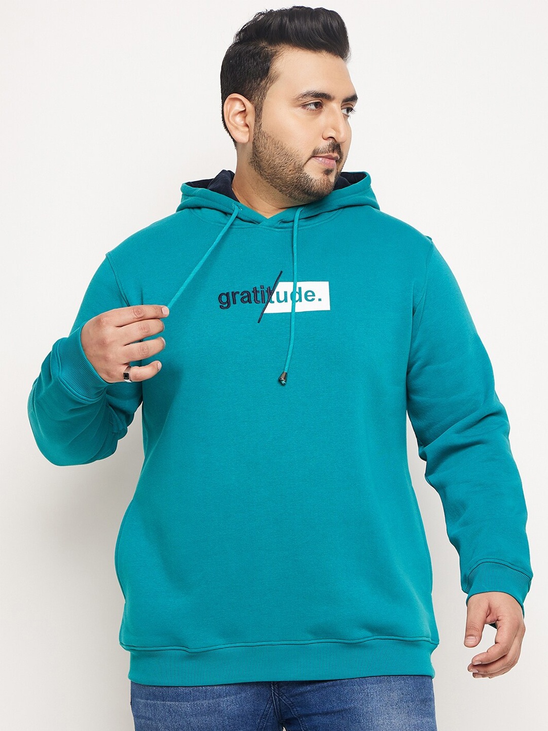 

Club York Plus Size Printed Hooded Fleece Sweatshirt, Teal