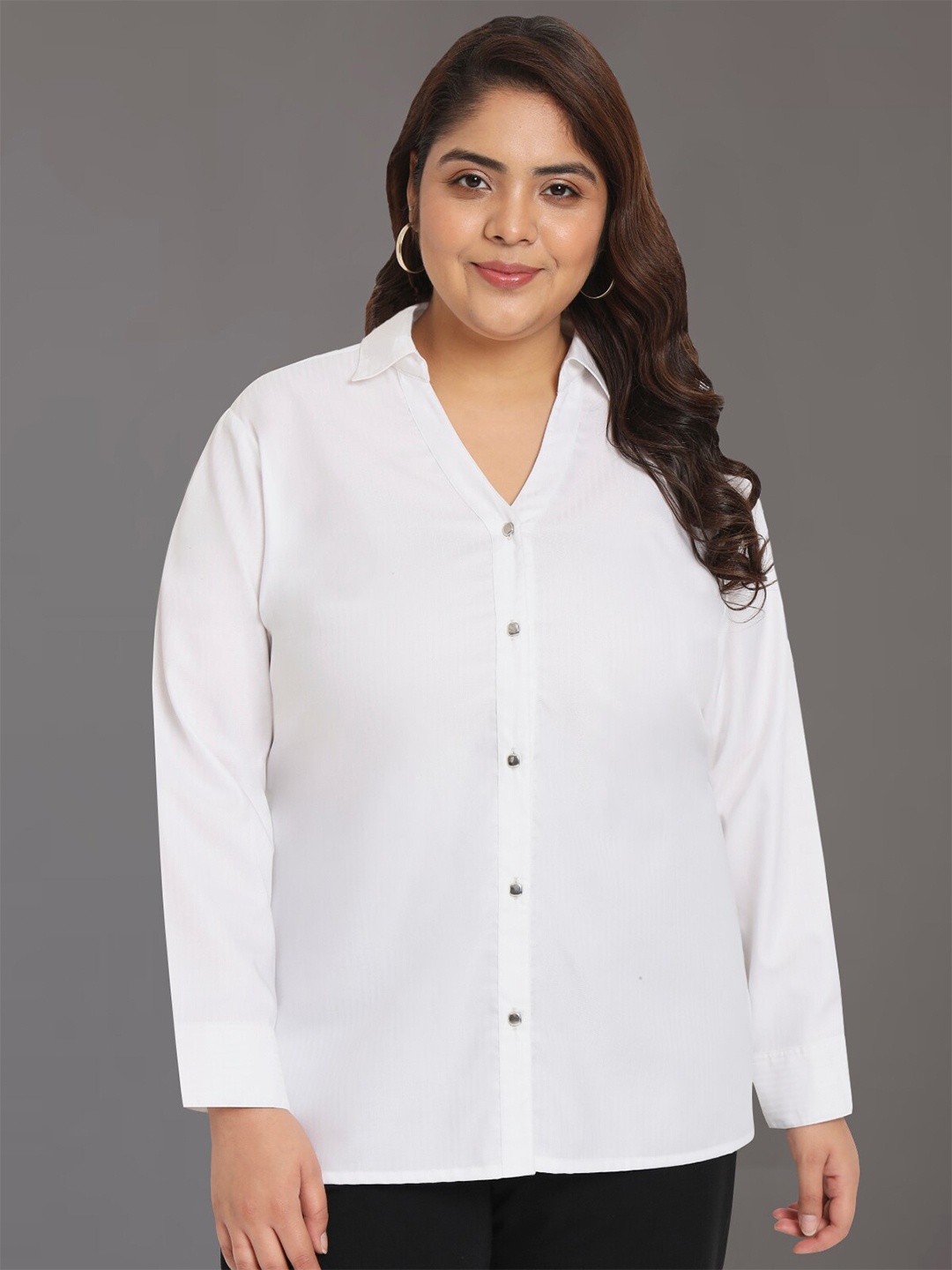 

wild U Plus Size Cotton Shirt Style Top, White