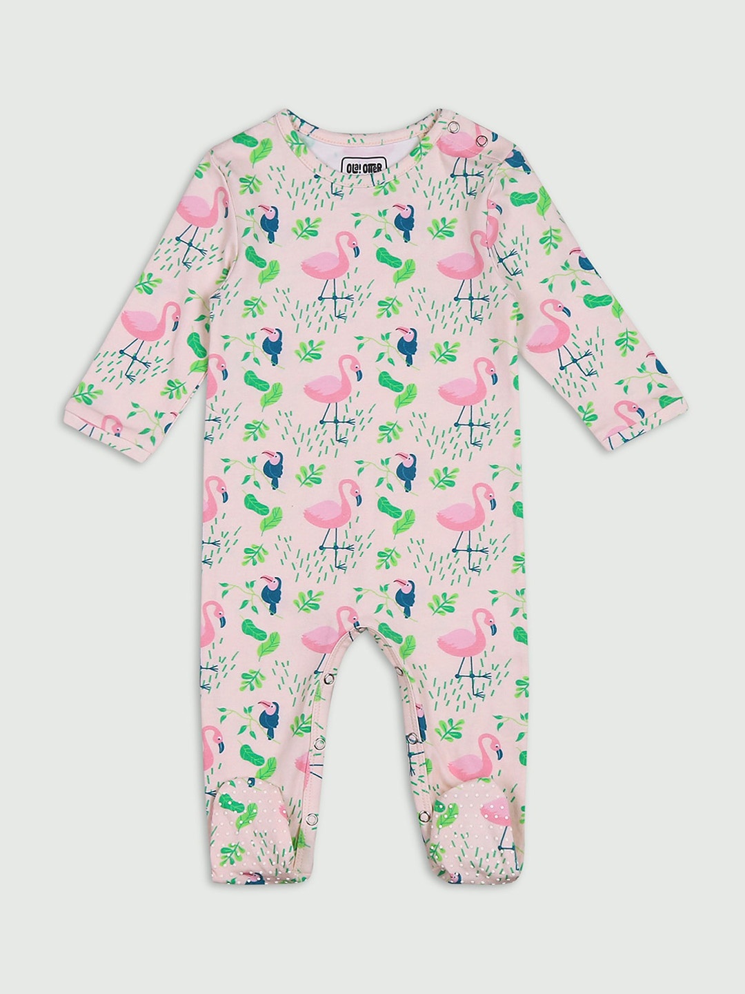 

Ola! Otter Infants Printed Organic Cotton Sleepsuits, Pink