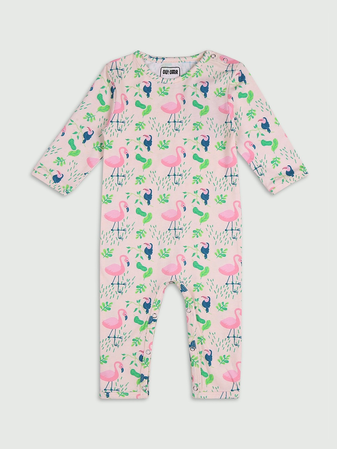 

Ola! Otter Infant Girls Printed Cotton Rompers, Pink