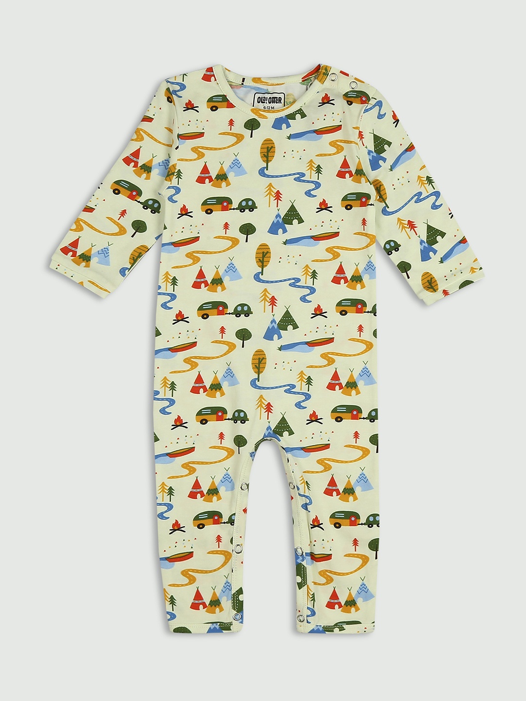 

Ola! Otter Infants Printed Organic Cotton Rompers, White