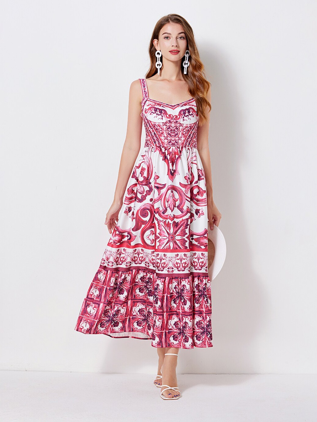 

JC Collection Floral Printed Sleeveless Fit & Flare Dress, White